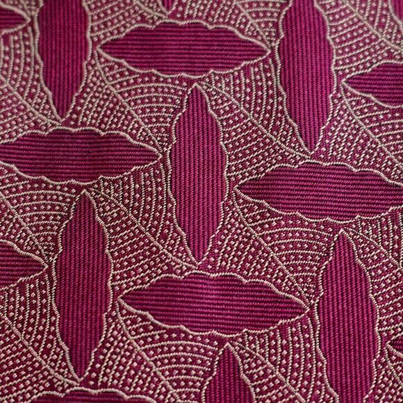 Valentino Cravatte Purple Tan Abstract Floral Woven Short Silk Tie Italy - Picture 2 of 7